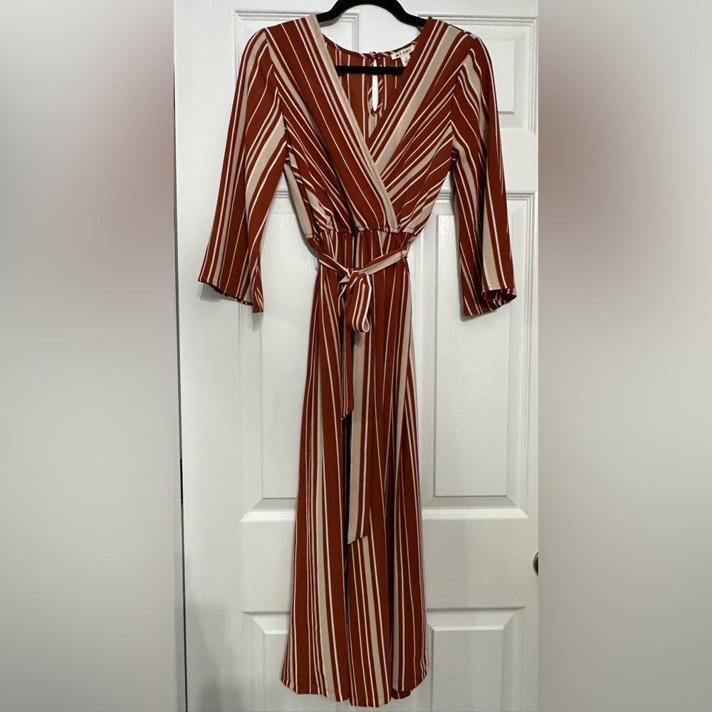 Miami Rust and Cream Striped Jumpsuit